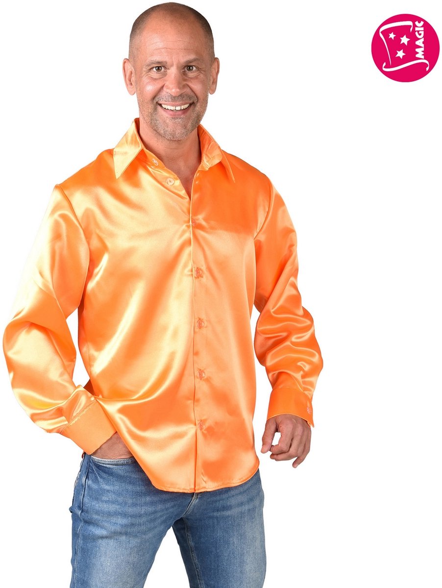 Overhemd Satijn Oranje Man